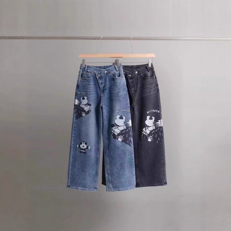 2024 New Autumn and Winter Women's Preppy Style Joint Style Fleece-Lined Warm Jeans Pants Tttj238C21P