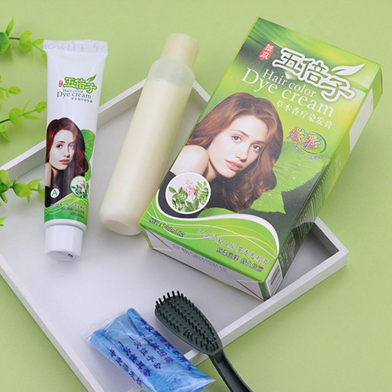 Fábrica directa de tinte de cabello chinese herbales aromáticas plantas color café negro crema de tinte de cabello salón de cabello casero especial