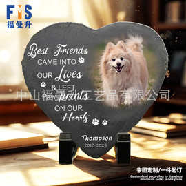 亚马逊代发宠物纪念石头雕像摆件diy图片彩印猫狗生辰日纪念摆件
