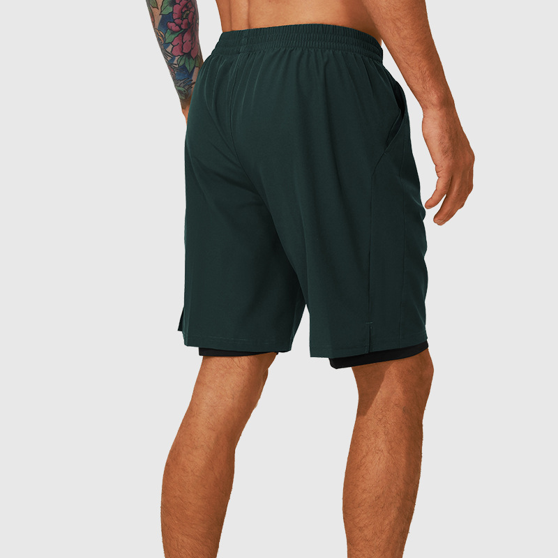 2024 New Men's Sports Shorts with Built-In Lining to Prevent Exposure, Short-Sleeved Running Marathon Fitness Quick-Dry Shorts