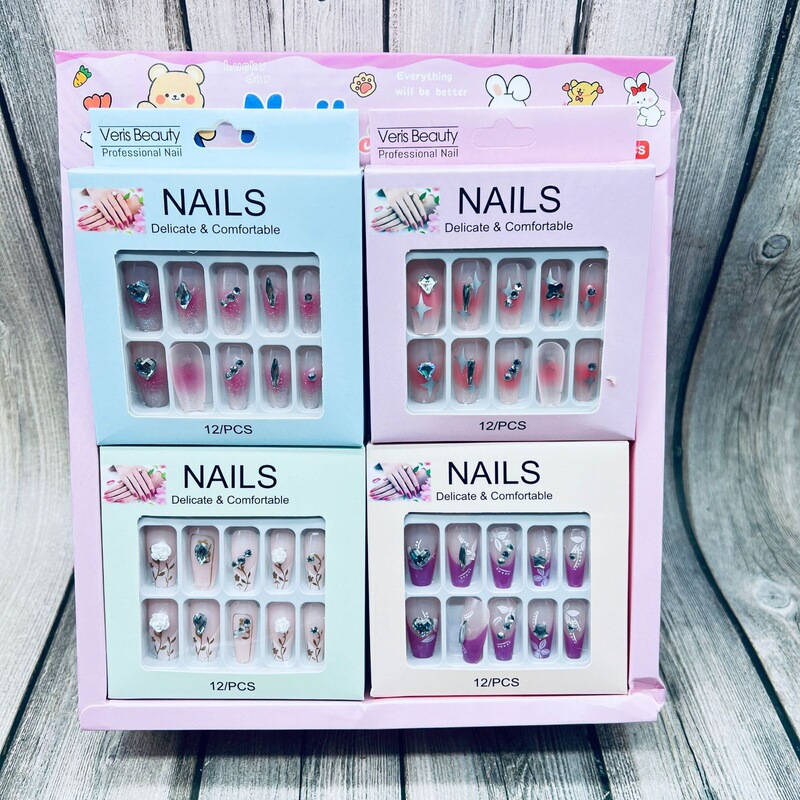 Nail art stickers, fake nails, nail art decals with adhesive, peel-off nail stickers for students and adults, nail polish