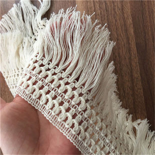 Decorative Fabric Strip Width 13cm Beige Widened Fringe Cotton Clothing Accessories Curtain Tablecloth Home Fabric DIY Cross-Border