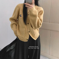 设计感慵懒风软糯针织开衫女韩版秋冬新款百搭刺绣毛衣开衫外套潮