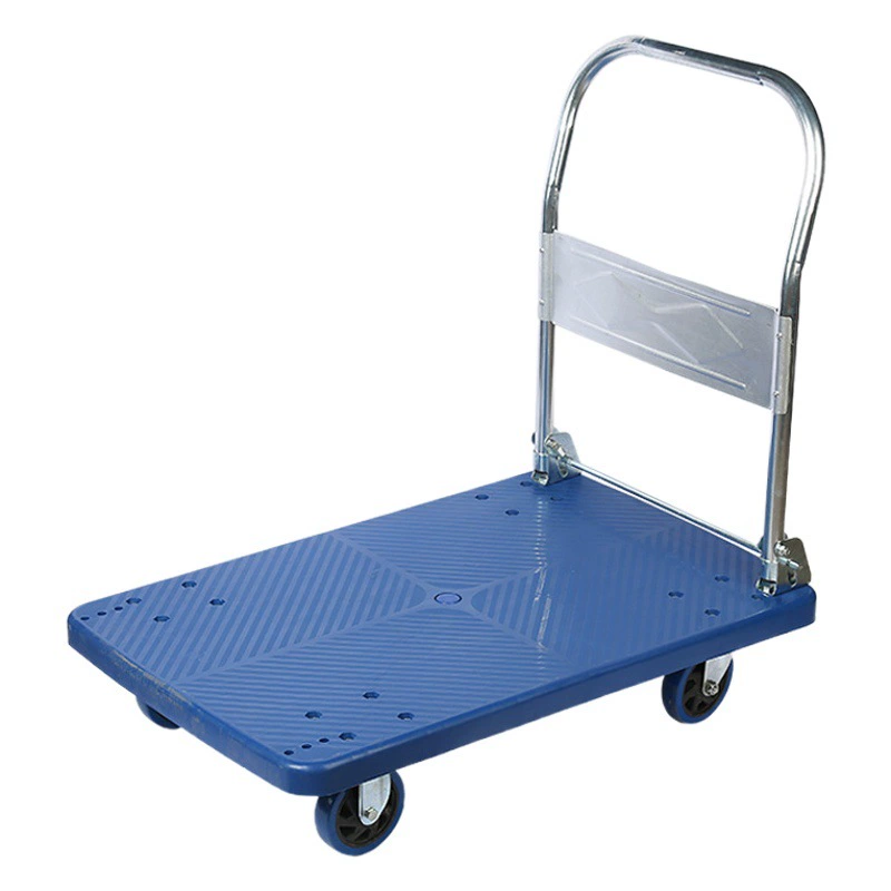 Оптовая продажа пластиковых тележек-платформ от производителя, бесшумные четырехколесные грузовые тележки-платформы, легкие складные тележки для складских перевозок