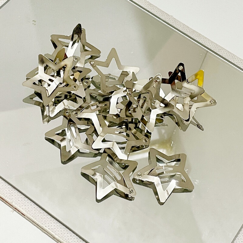 Cross-Border European and American Style Five-Pointed Star Bb Hair Clip, Trendy Bangs Clip, Star Hairpin, Hair Accessory, Side Clip, Silver Hairpin for Stray Hair Cross-Border European and American Style Five-Pointed Star Bb Hair Clip, Trendy Bangs Clip, Star Hairpin, Hair Accessory, Side Clip, Silver Hairpin for Stray Hair