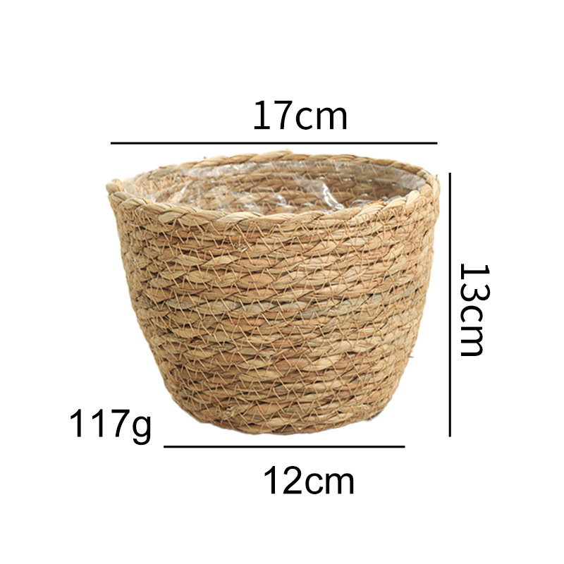 Transfronterizos de paja trenzada canasta de flores maceta trenzada canasta decoración sala de estar de caña trenzada canasta de almacenamiento de plantas verdes con maceta florista canasta de flores