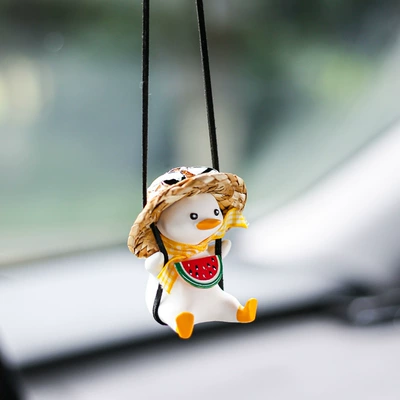 female car interior decoration, Car hanging - sunglasses-watermelon-straw-hat-duck-pendant