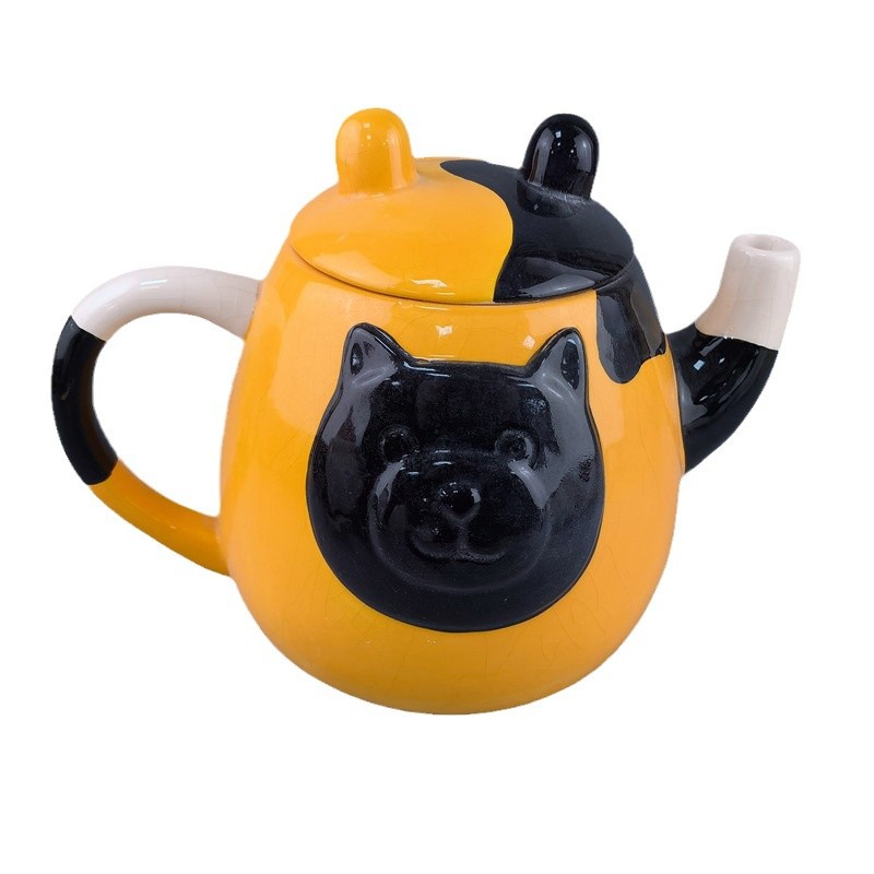 Cerámica linda Shiba Inu tetera nube blanca cerámica dibujos animados 3D estilo animal hervidor cafetera vajilla de Navidad