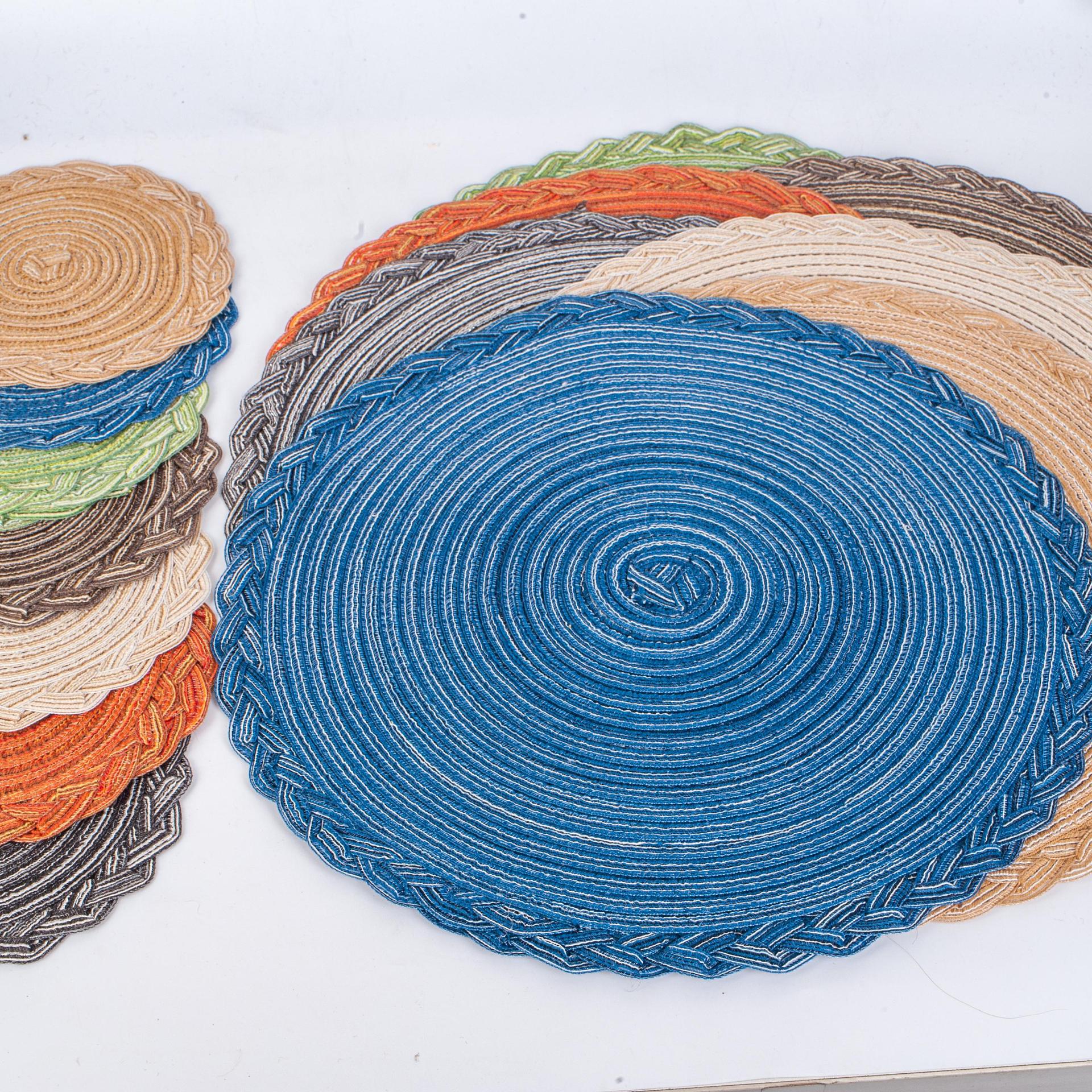 Cross-Border Woven Placemats, Large Round Heat-Insulating Mats for Pots, Bowls, Cups, Japanese-Style Dining Table Mats, Household Tableware, Tea Cups