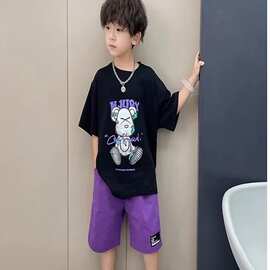 童装男童夏装酷帅套装夏季2025新款儿童网红薄款帅气男孩炸街潮T