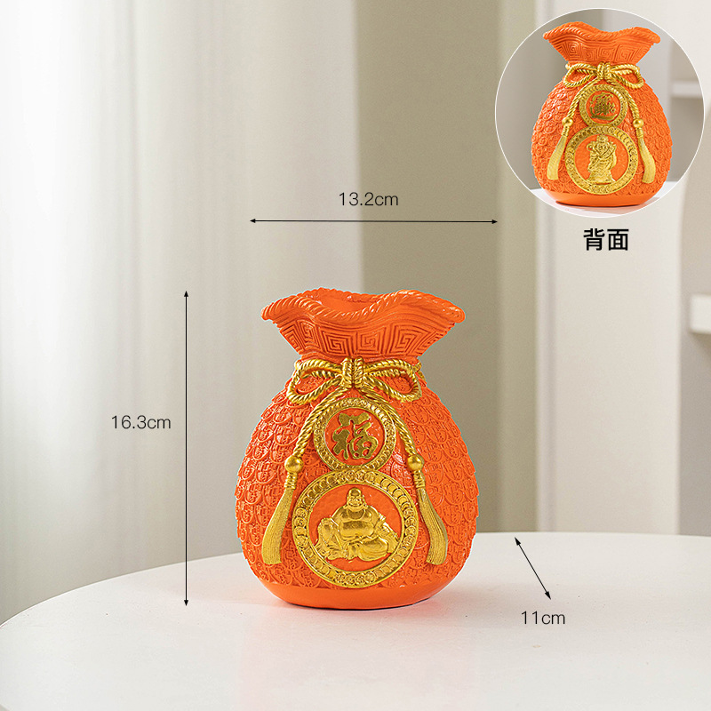 Chino suerte bolsa florero resina decoración casa fortuna significado bolsa de ahorro de la sala de TV decoración del gabinete