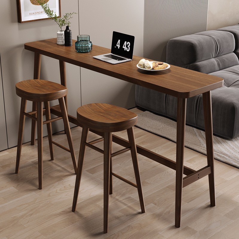 Nordic Solid Wood Household Bar Table Homestay Home Balcony Window Table Living Room Sofa Partition Ash Wood High-Foot Table
