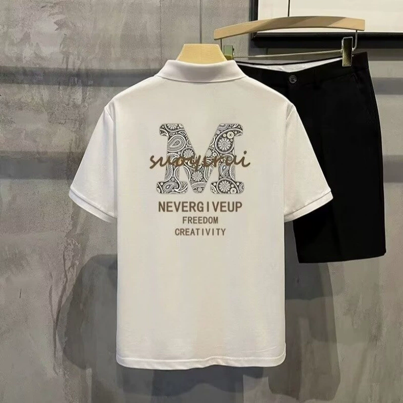 Летная поло, модная футболка, американский стиль, с коротким рукавом, oversize