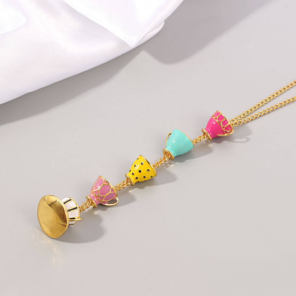 Enamel Design 1 Piece Retro Cup Alloy Enamel Unisex Pendant Necklace