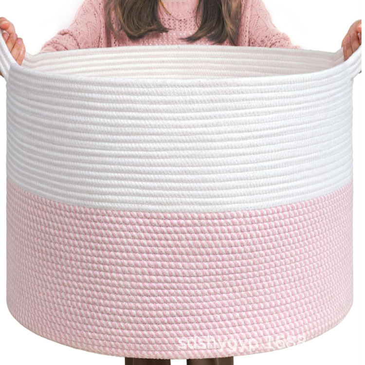 Cotton Rope Storage Basket Dirty Clothes Storage Basket Laundry Basket Toy Barrel Snack Basket Nordic Household Oversized Storage Basket