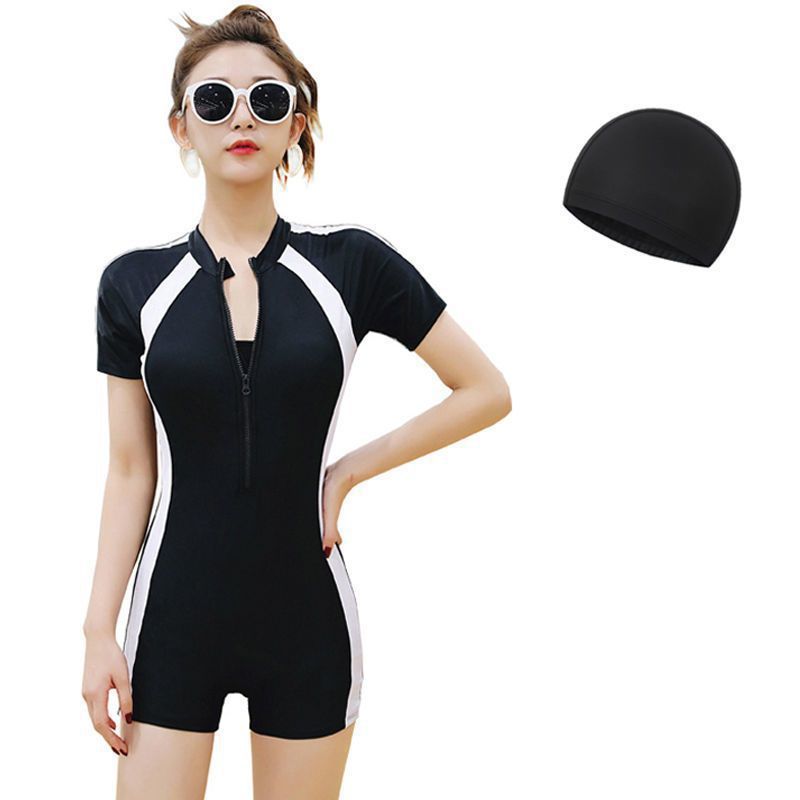 Integrado trajes de baño de mangas largas para mujeres adultos entrenamiento profesional conservador trajes de baño de ángulo plano para mujeres trajes de baño comercio exterior