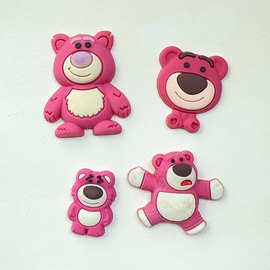 卡通草莓熊软胶贴片批发pvc手机壳头饰发夹车饰收纳盒冰箱贴材料