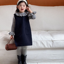 2025冬季新款童装 韩版童装 女童高端呢子背心裙 儿童冬款裙子