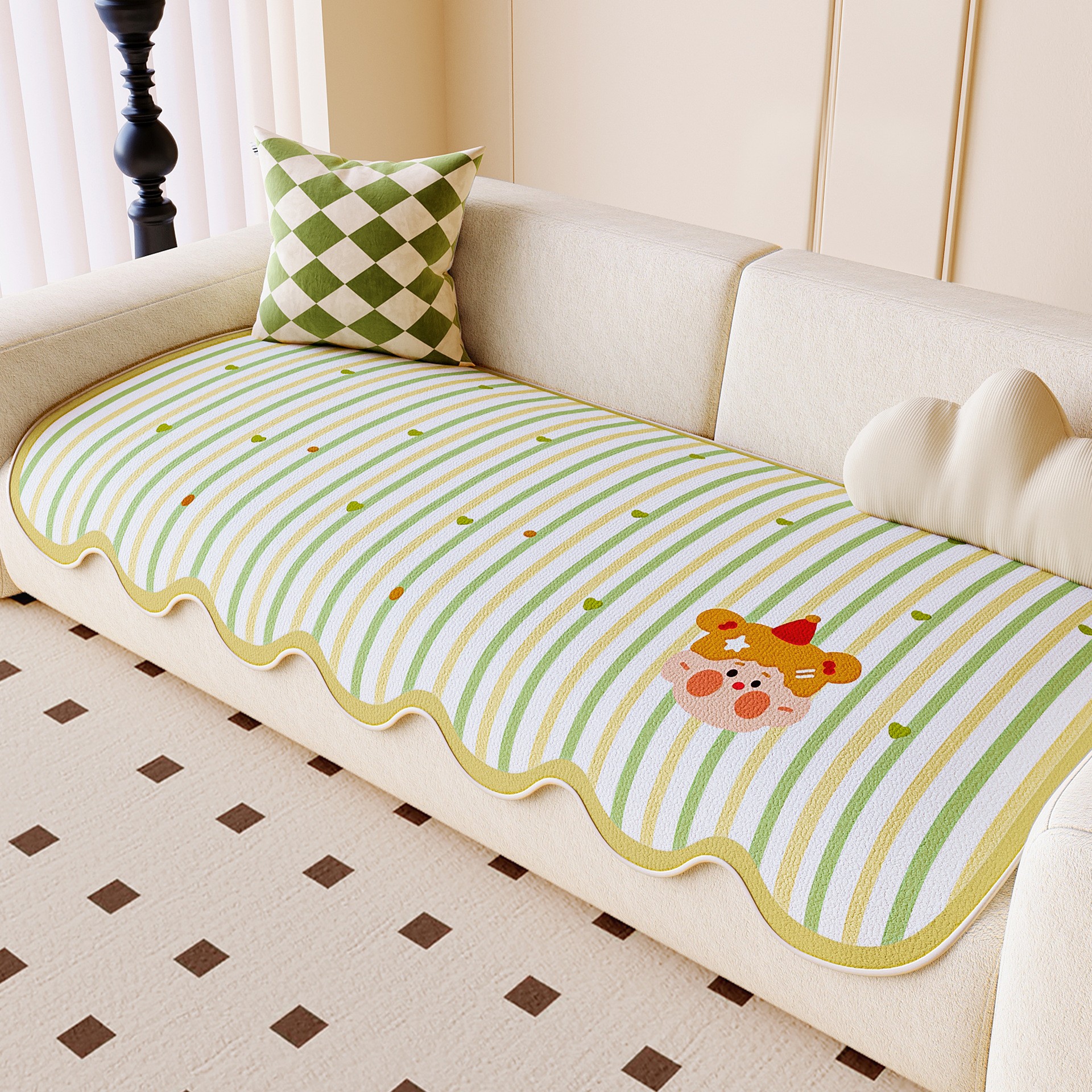 Cojín de sofá de forma especial de dopamina otoño y invierno encantador sofá recto cubierta para dos tres personas cuatro estaciones cojín antideslizante universal