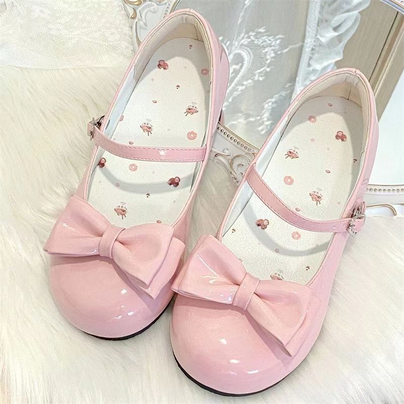 Sweet Sweetheart Story ロリータ ハートビート ラウンド ロリータ かわいい リボン ローヒール ラウンドトゥ LO シューズ 女性用|undefined