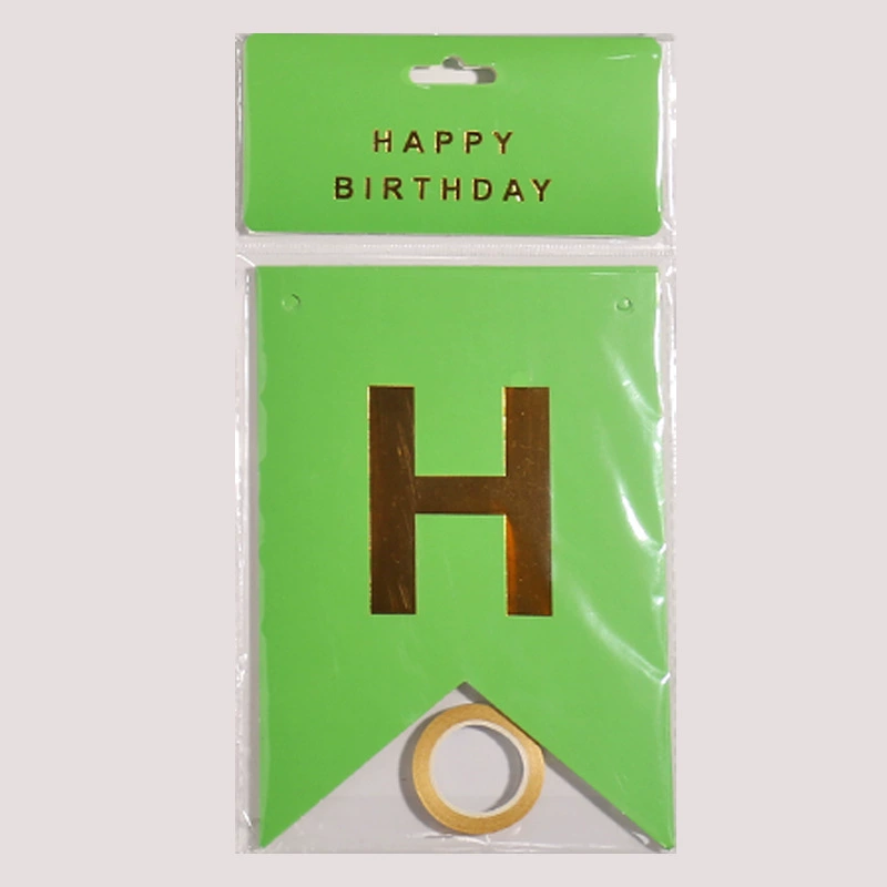 Индивидуальный многоформатный подвесной флаг «Happy Birthday», английские буквы, позолоченные
