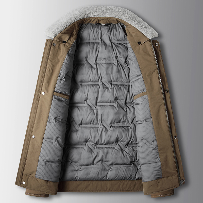 Herren Herbst Winter Weiße Ente Warme Und Abnehmbare Kragen Arbeitskleidung Daunen Jugend Freizeitjacke_voghion.com