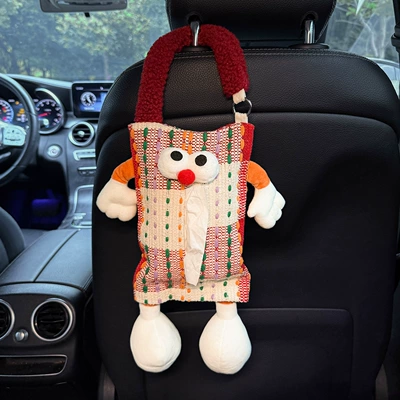 Car Tissue Box, Cute Doll, Hands and Feet, Car Tissue Hanging Bag, High-End and Practical Car Armrest Box Tissue Box (Car tissue box/set) - cute-red-tissue-bag-with-big-eyes