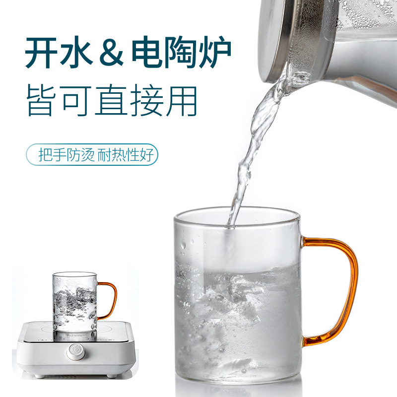 2F玻璃杯耐熱防爆耐高溫輕奢客廳一人一色家庭水杯茶杯子套裝家用