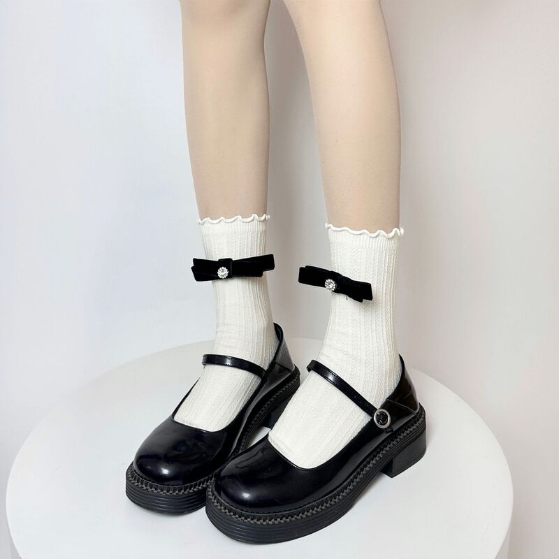 Mary Jane White Bow Short Socks Women's Summer Thin jk Simple Cotton Socks Small Leather Shoes Collocation Mary Jane White Bow Short Socks Women's Summer Thin jk Simple Cotton Socks Small Leather Shoes Collocation