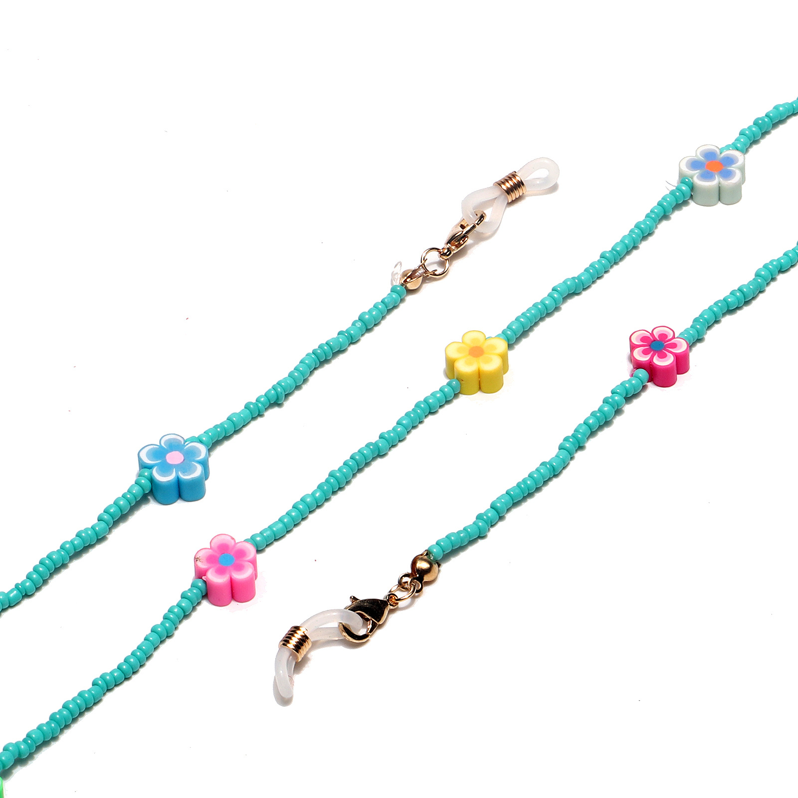 Fashion Soft Ceramic Flower Multicolor Rice Bead Glasses Chain display picture 2
