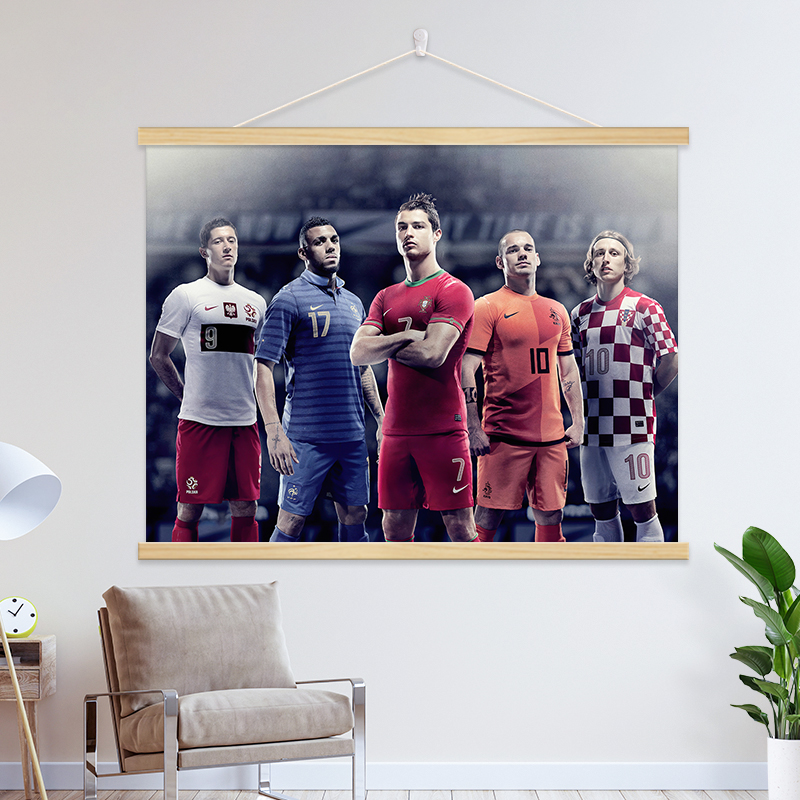 Copa del Mundo de Ronaldo Carteles de pared Decorativa Pintura Temática de Fútbol Estrellas Roll Colgar Pintura Dormitorio Habitación Mayorista