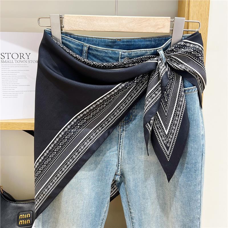 Cashew Flower Triangle Scarf for Women, Versatile Waist Decoration Belt, Headscarf, Waist Curtain, Waist Scarf, High-End