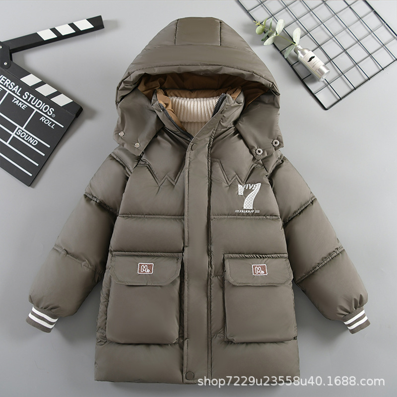Chaqueta acolchada de invierno para niños de longitud media 2024 nueva chaqueta acolchada de plumón para niños chaqueta acolchada para niños de tamaño mediano