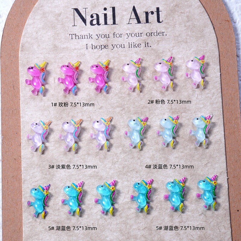 Unicorn Cartoon Nail Art Accessories Stereo Resin Diamond Animal Wearable Nail Accessories Mobile Phone Case DIY Small Accessories Explosion