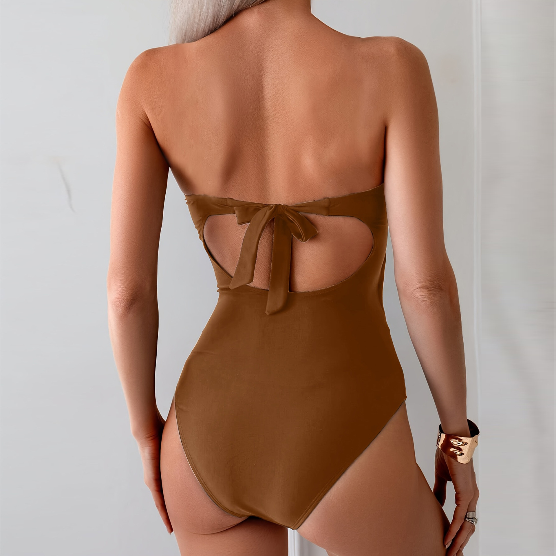 196g Weight Sleeveless Sleeve Length Polyester Fabric Type Short Top Length One-pieces Tops Type 1 Piece Quantity Swimming Pool, Beach Occasion Strap, Strapless Neckline Skinny Fit Type Color Block Pattern Women's Gender Sexy, Beach Style Women's Sexy Beach Color Block 1 Piece One Piece Swimwear 10