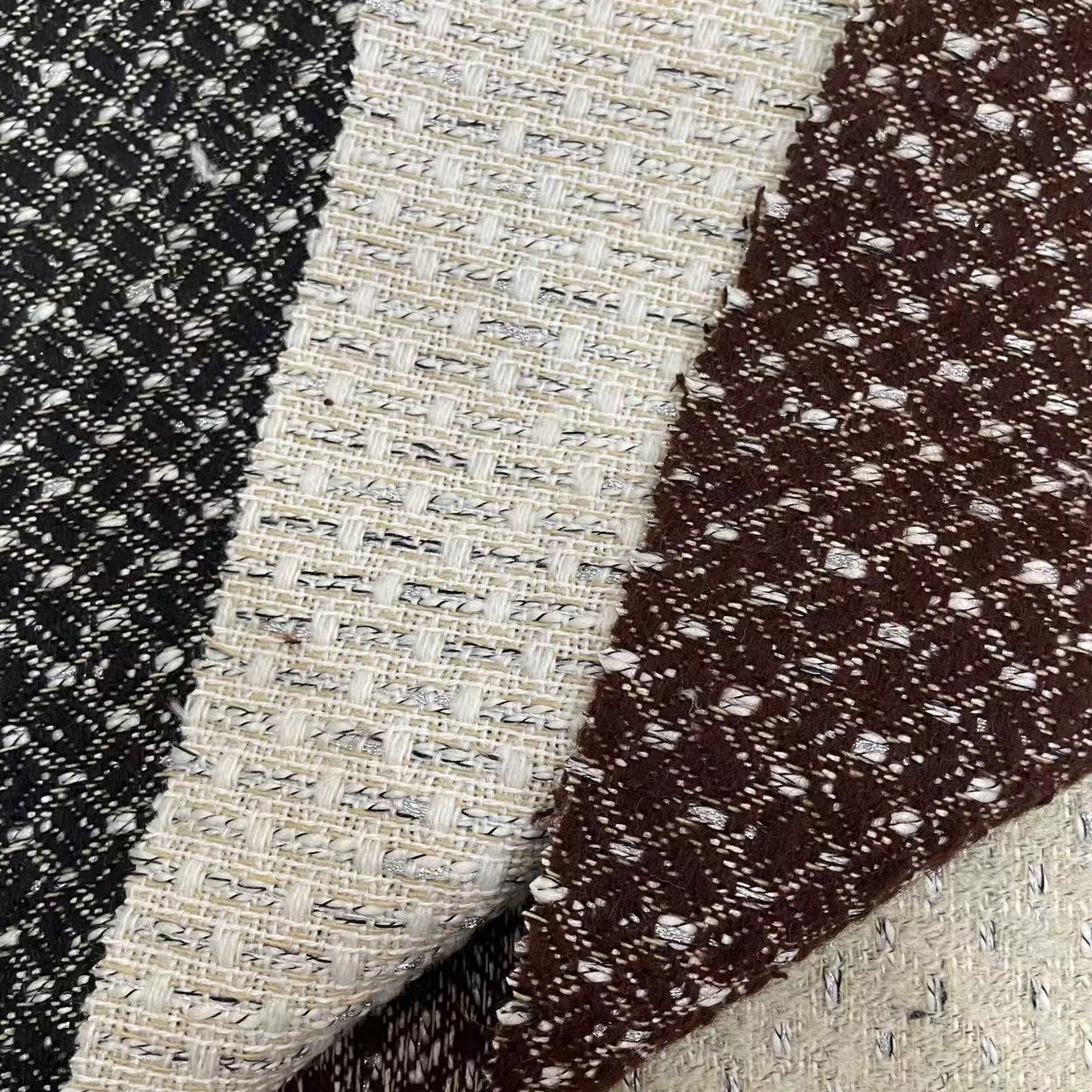 加厚款毛呢格子布 起毛小香风银丝花呢  秋冬女童女装格子面料