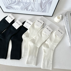 2023春夏新款襪子女 棉質純黑女士中筒女襪小白襪