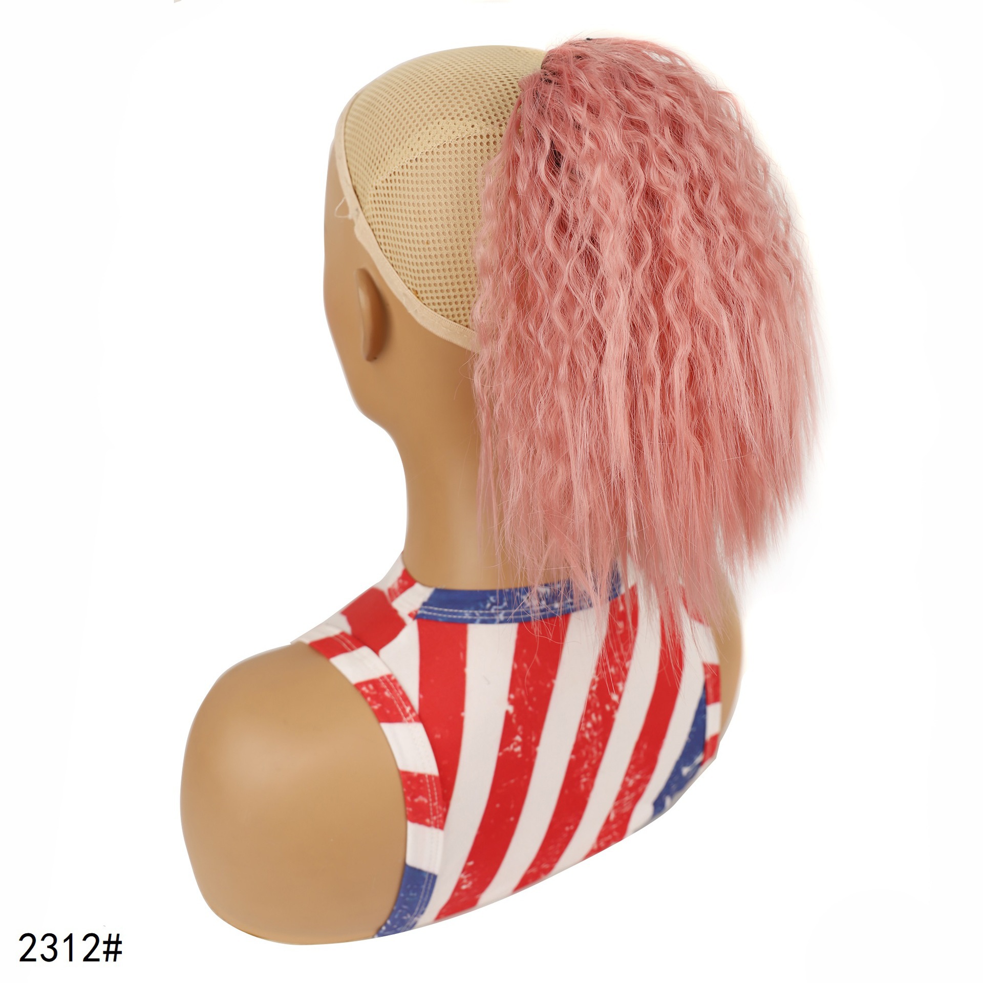Wig ponytail, short fluffy corn perm wig ponytail, African women's drawstring short ponytail wholesale_voghion.com