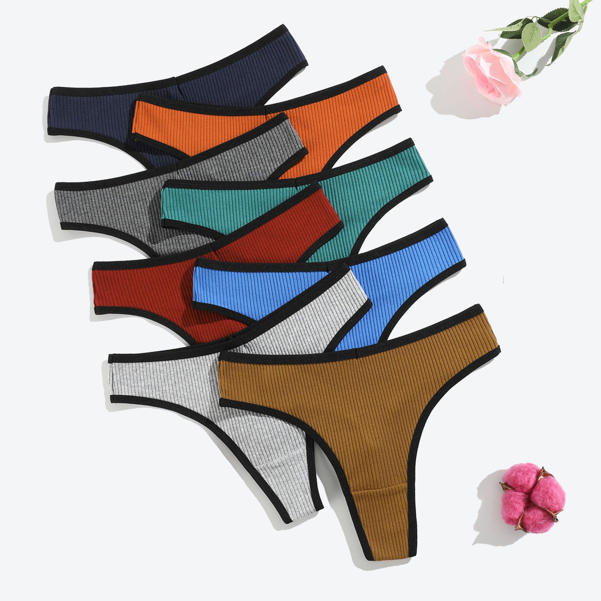 Nuevo algodón roscado damas thongs de cintura baja sólida abdomen transpirable de doble capa fabricantes de ropa interior de niñas suministro directo