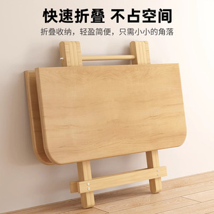 Solid Wood Folding Table Rental House Small Apartment Dining Table Household Simple Dining Table Round Table Stall Folding Square Table
