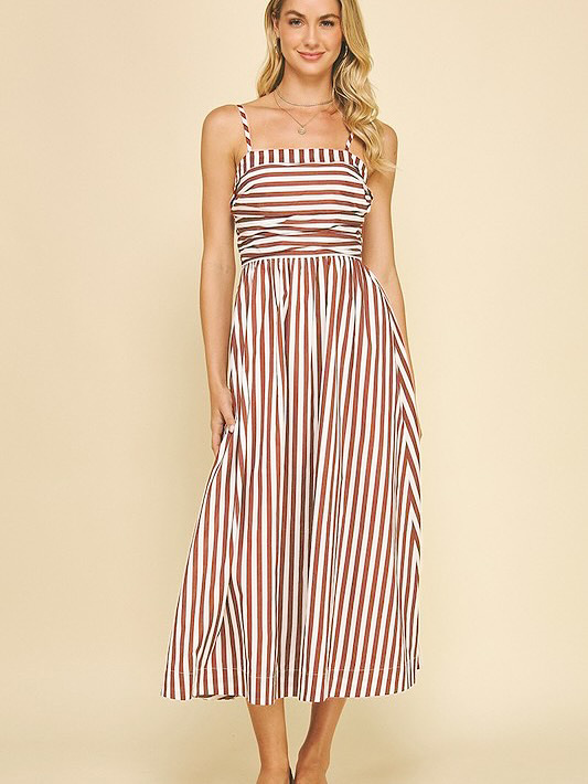 Women's Clothing Striped Maxi Dress With Pockets – Lightweight Resort Wear For Summer, American Style"​​_ecoleips.com