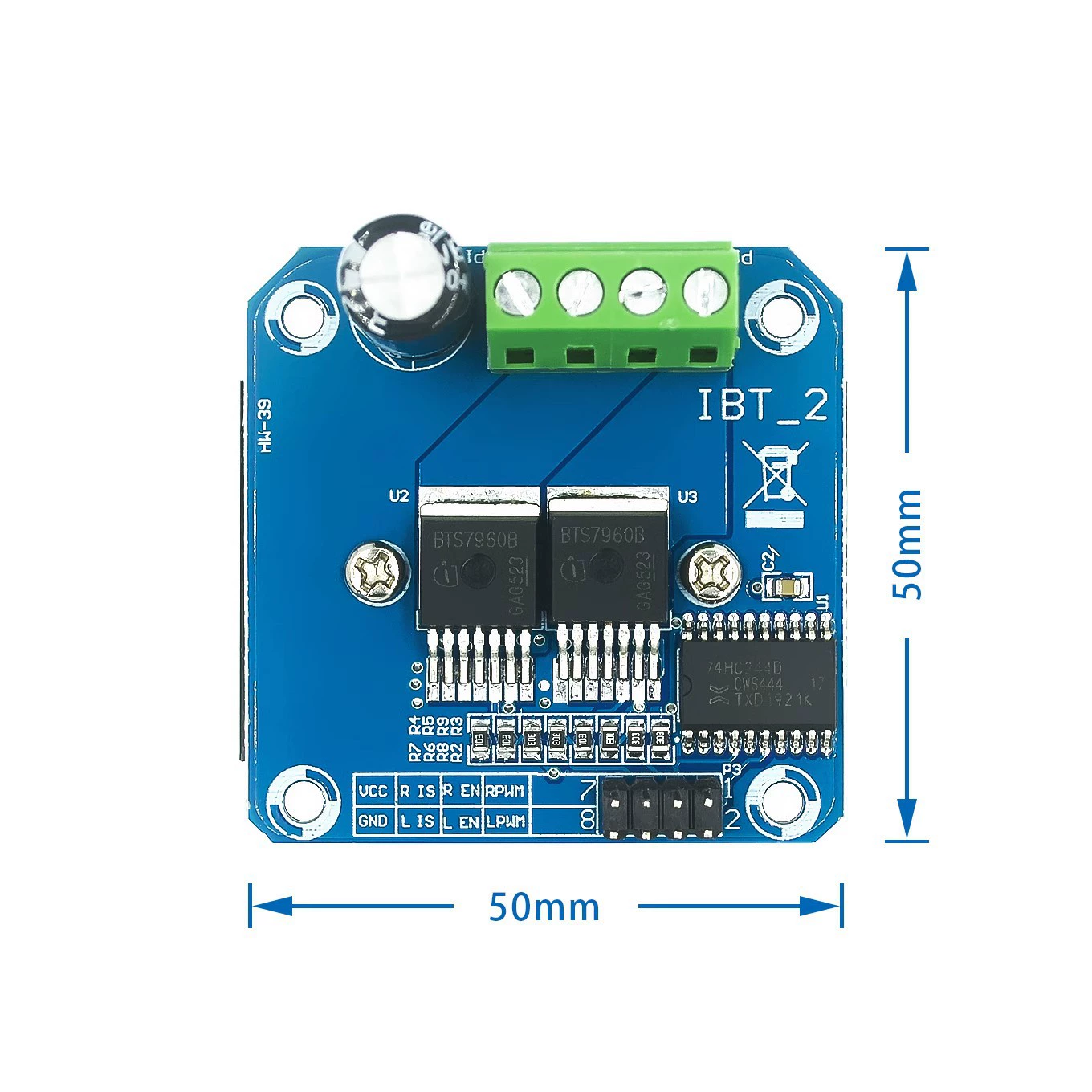 High-power smart car motor drive module BTS7960 43A current limiting control semiconductor refrigeration drive