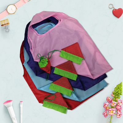 現貨購物袋 草莓袋logo廣告創意折疊禮品袋 環保袋可印字廠家直銷