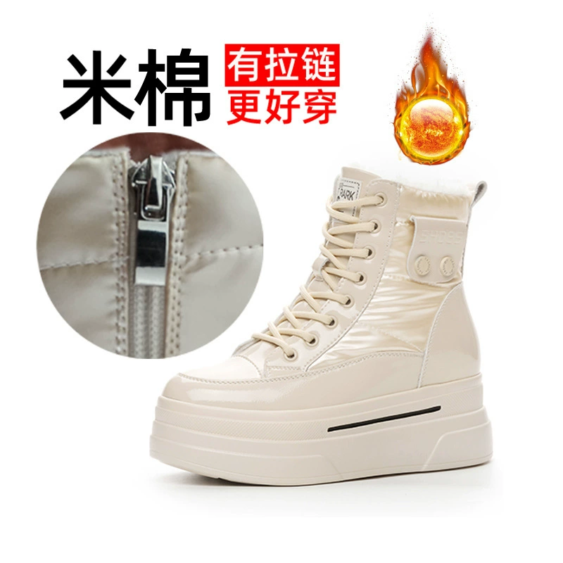 Новые женские зимние ботинки 2025 года на толстой подошве, утепленные короткие сапоги из натуральной кожи, повседневные платформенные снегоступы с дополнительным утеплением.