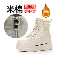 Winter platform ankle boots, genuine leather, warm lined, leisure low boots