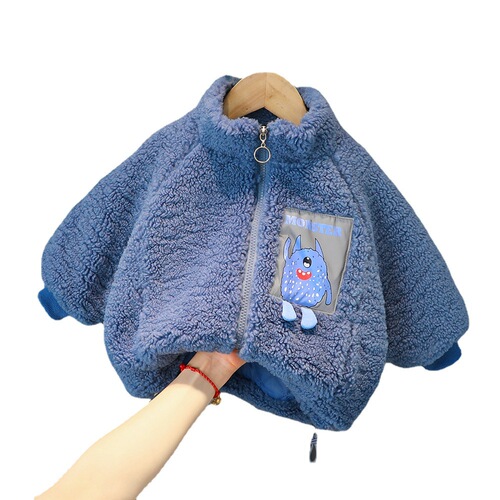 Kids' winter Korean-style thick zipper cartoon cotton jackets for babies 0-4 years old, warm open sweaters for children, dropshipping fashion.