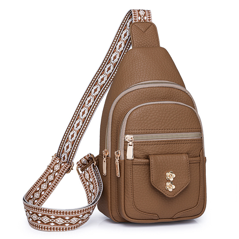 Cross-border Explosive Women's Decal Diamond Flower Chest Bag Retro All-match PU Crossbody Bag Multi-functional Casual Fashion Women's Chest Bag