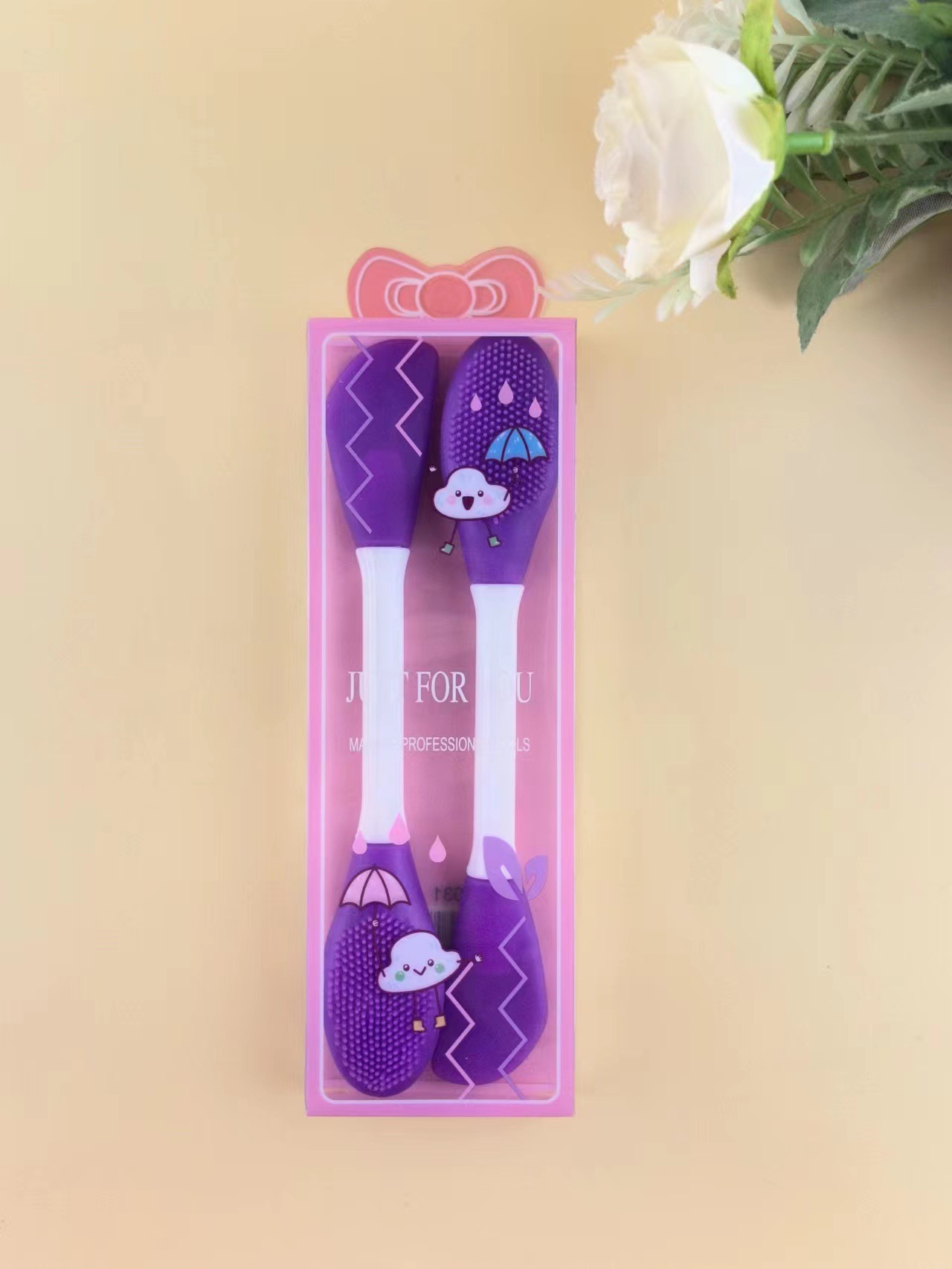 Spot transfronterizo al por mayor juego de cepillos de mascarilla de silicona cepillo de lavado de cara de garra de gato juego de maquillaje suave y agradable para la piel sin polvo