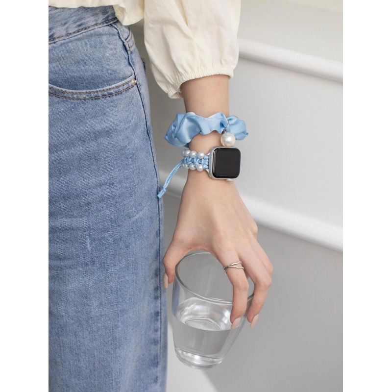 Vintage Pearl Braided Rope Suitable for applewatch8 Strap Apple Watch iwatch Generation 7 Send Same Style Hair Ring