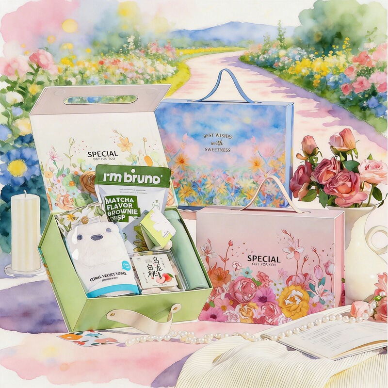 Fashionable and Creative Impressionist Gift Empty Box, High-End Gift Box, Wedding Souvenir, Hand-Painted Style Monet Garden Gift Box